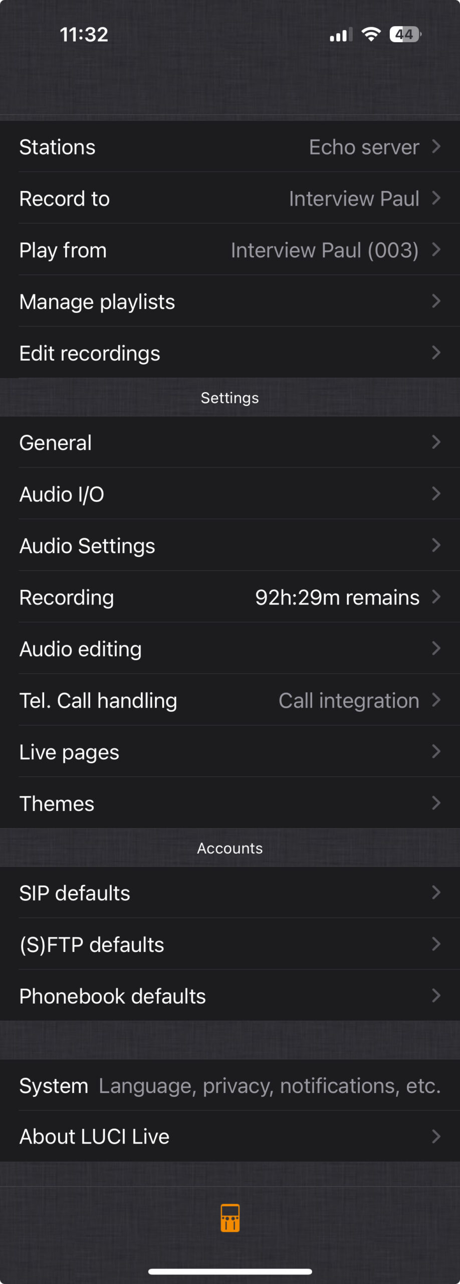 Settings – LUCI Knowledge Base
